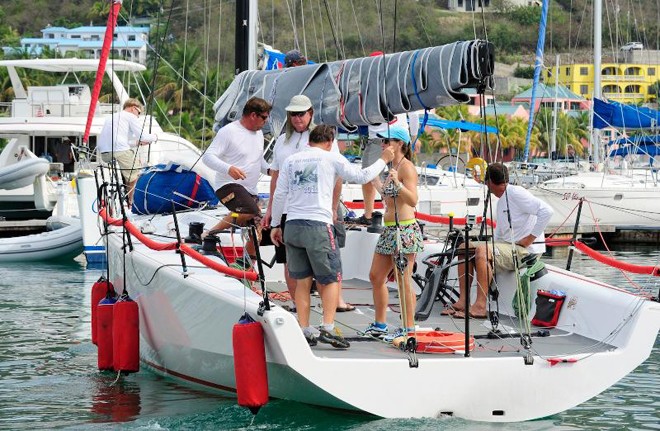 Farr 400 leaves the dock for the race up to Bitter End Yacht Club © Todd VanSickle / BVI Spring Regatta http://www.bvispringregatta.org